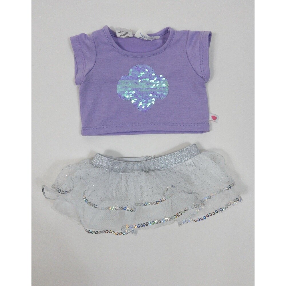 Build A Bear Girl Scout Outfit! Purple Flip Sequin Trefoil Shirt & Tutu Skirt!